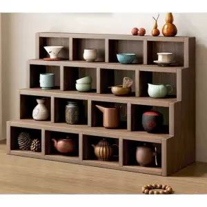 다기 보관함 진열장 찬장 다도 원목 그릇 선반 소형 우드