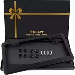 검은색 번호판 프레임 2팩 알루미늄 커버 매트 앞뒤 2팩. (2개의 구멍) 나사 캡 세척기 포함