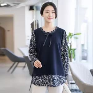 엄마옷 면 플라워 프릴 블라우스 1GHJ23782 중년여성 마담 60 70대  빅사이즈 할머니