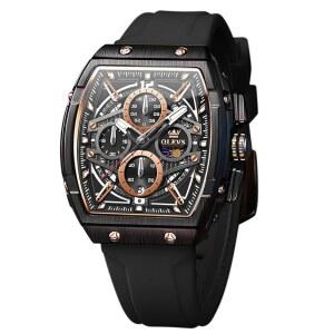 토나우 스퀘어 남성용 시계, 패션 라지 페이스 실리콘 밴드 다기능 크로노그래프 쿼츠 남성 방수 시계