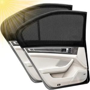 자동차 창문 그늘막 2팩 햇빛 통기성 메쉬 측면 후면 가리개 전체 자외선 차단 열 뒷면 비밀 커버