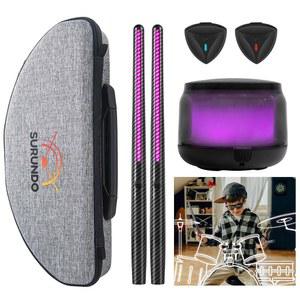 [미국배송] 가상 공기 드럼 세트 전기 스틱 키트 탄소 섬유 & 페달 블루투스 어댑터 스피커 초보자용 세트