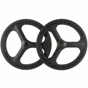 슈퍼팀 로드 바이크 3 스포크 휠셋 70mm 23mm 클린처 카본 휠, 매트 마감 처리