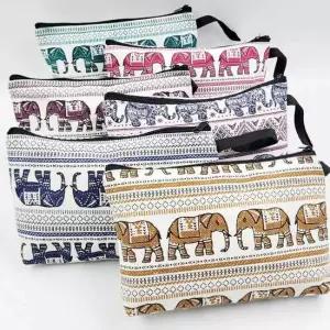 화장품 면 가방 태국 코끼리 패브릭 중형 파우치
