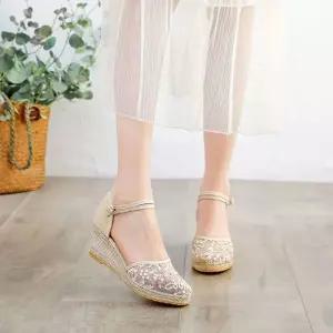 망사웨지샌들 레이스장식여름샌들 WF29661