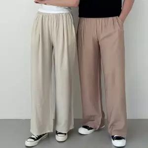커플룩 남녀공용 시원한 여름 린넨룩 밴딩 와이드팬츠 (WFK5UCL)
