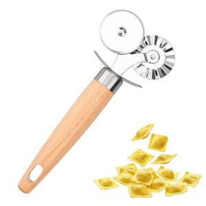 신바다 페이스트리 커터 더블 휠 - 파스타, 피자, 라비올리, 쿠키에 완벽한 나무 손잡이 - 요리 예술성 향상