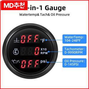 다기능 디지털 52mm 게이지 빨간색 LED 104-248 알람 자동차 보트가 있는 수온 타코미터 오일 압력계 0-