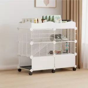 스틸코브 작은 기니피그 케이지 실내 C 친칠라 쥐 트레이가 있는 바퀴 달린 토끼 집