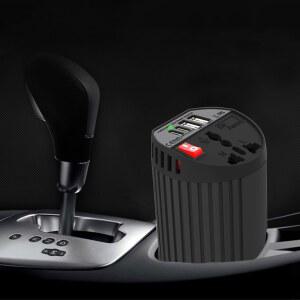 USB Type-C 포트가있는 200W 차량용 인버터 12V DC ~ 110V/220V AC 전압 변압기 노트북 컴퓨터 용 전력 변환기