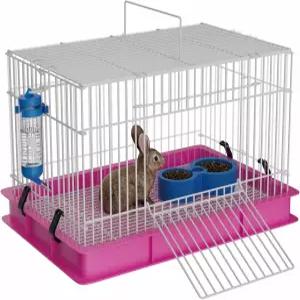 스틸코브 작은 토끼 우리 실내 물병과 음식 접시가 있는 기니피그 햄스터 페럿 쥐 친칠라 고슴도치 저빌