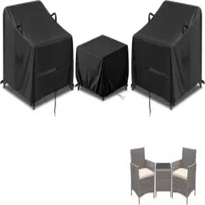 데보코/그리섬 3피스 파티오 가구 세트 라탄 위커 의자 테이블이 있는 방수 비스트로 커버 작은 테이블용