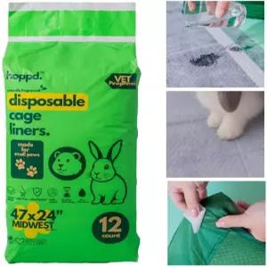 기니피그 토끼 페럿 및 소형 애완동물용 일회용 케이지 라이너 - 대나무 냄새 조절 기능이 있는 초흡수성