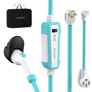 EG evgoer 전기 자동차 충전기 레벨 2 및 1, 32Am 110V-240V 스케줄 타이머 20피트 케이블 휴대용 전기차 홈 충전소, 8A-32A 조정 가능 전류 모든 SAE J1772 EV와 호환