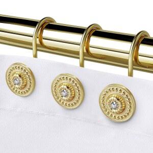 골드 샤워 후크 & 링 세트 12개 - 욕실 커튼봉용 방청 금속 장식 걸이