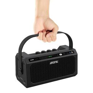 울루맥 아로마 포터블 10W 모노 일렉트릭 기타 연습 앰프, 블루투스 5.3 및 OTG 다이렉트 레코딩, 5채널 리버브/지연 효과, 드럼 리듬 20개, 헤드폰 잭, 5.5H 작동(스테레오 출력 없음)