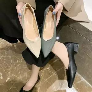 여성 캐주얼 스틸레토 가죽 플랫 로퍼