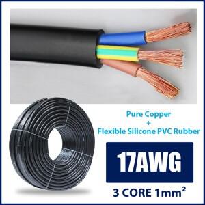 전기 순수 구리 와이어 3 코어 17AWG 1mm2 더블 레이어 PVC 절연 유연한 AC 케이블 TUV 실리콘 고무 1/2/3/