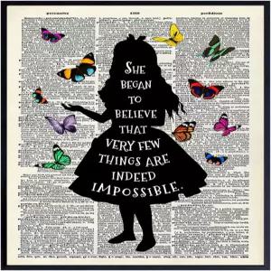 앨리스 원더랜드 견적 업사이클 사전 벽장식 인쇄 - 8x10 홈 아트 포스터 침실 사무실 소녀 또는 아기방