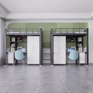 벙커 침대 책상 수납 원룸 프레임 학생 기숙사 (블랙/계단 왼쪽) 1000x2000mm