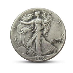 골동품 동전, 수집가를 위한 오래된 행운의 역사 장식 동전 컬렉션, 빈티지 하프 달러 세트, 사무실 공부방을 기념 선물 (1916년 워킹 달러)