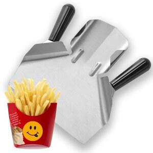 비메온 스테인리스 스틸 프렌치 프라이 팝콘 스쿱, 음식 가방 및 상자용 퀵 필 도구, 배거 프라이용 다용도 스낵, 디저트, 얼음, 드라이 굿즈(듀얼 핸들)