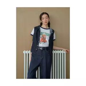 매장정품 8SECONDS 에잇세컨즈 후드 데님 베스트 네이비 165839AP1R 928379