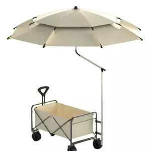 고정식 폴대 연결 다용도 야외 파라솔 차양 방수 웨건 캠핑우산 아이보리