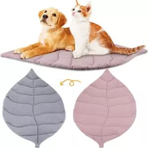 Maasechs 28 x 20 인치 애완 매트리스 잎 모양 고양이 및 개 코튼 침대 패드 양면 바닥 커버 매트 따뜻한