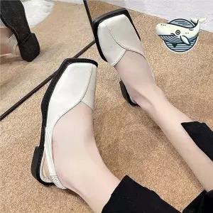 [하프클럽/]트렌디한 스퀘어 슬링백 스트랩 플랫슈즈 여성
