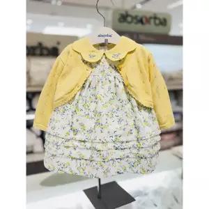 [압소바](광주신세계)[압소바 26SS 백일돌조카선물]릴 가디건+원피스세트 (A1125101) 연노랑
