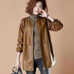 여성빅사이즈라운드 중년 인조가죽 재킷 자켓 101 라운드넥 하프코트 겨울 루즈핏nop810