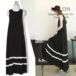 밑단 포인트 슬림핏 롱기장 여름 바캉스 여성 원피스 WAE0E65