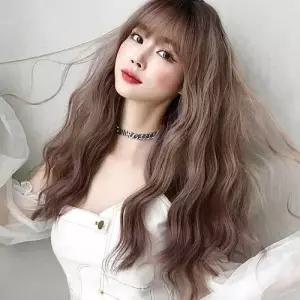 애쉬 핑크 물결 펌 가발 탈색 통 전체 웨이브 염색 WFIKSVP