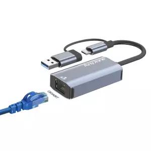 애니존 이중커넥터 (USB-A+C타입) 기가비트 이더넷 허브 ANY-HUB9