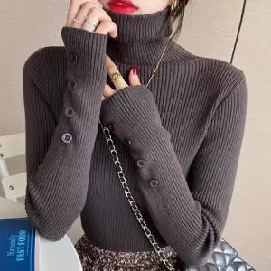 [라일리의류] Rly 여성 겨울 목 폴라 골지 터틀 넥 니트 티 브라