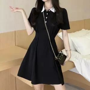 단추 미니원피스 카라 반팔 반팔원피스 하트 포인트 원피스