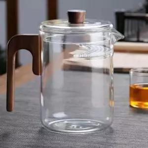 내열유리 차포트 일체형 거름망 800ml 원목 홈카페 티포트 손잡이