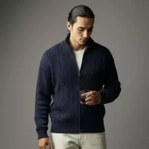 화이트블럭9 네이비 집업니트 집업가디건 남성 남자봄코디 30대 니 하이넥