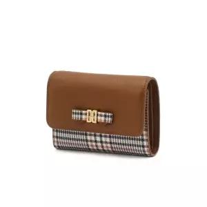 매장정품 닥스 DAKS WOMENS ACCESSORIES [JEANNE] 리본DD장식 브라운 체크 가죽배색 카드홀더 DCHO5F936W2