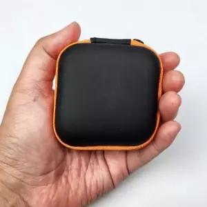 휴대용 줄이어폰 케이스 오렌지 유선이어폰 파우치 보관함 (WFKB0AP)