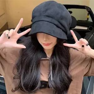 (색상 색상/블랙)여성 방한 베레모 팔각모자 헌팅캡모자 겨울 보온 모자 빵모자 패션