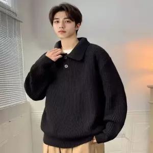 [프로셀러] 남자 3컬러 댄디한 포멀룩 카라넥 단추 니트 스웨터