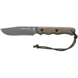 탑스 나이프 스피릿 헌터 x3 풀 탱 고정 블레이드 - 갈색 가죽 시스(그린 캔버스/블랙 캔버스 미카르타)