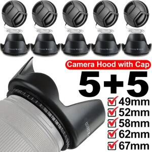 49/52/58/62/67mm 카메라 렌즈 후드 보호 캡 포함 캐논호환 니콘 호환 소니호환 범용 DSLR 선쉐이드