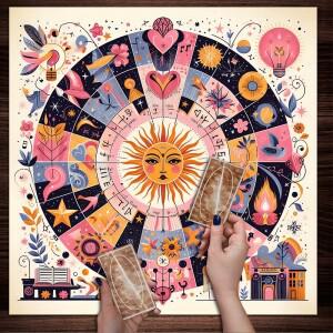 신비로운 태양 얼굴 조디악 룬 원형 타로 점술 테이블보 (천문학적 기호 포함 영적 장식용) 1개