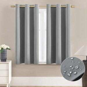 욕실 창문용 XTMYI 짧은 커튼, 샤워 48인치 길이 방수 블라인드, 패널 2개, 라이트 그레이