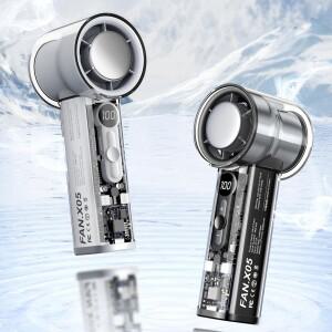 신형 휴대용 미니 소형 호환 선풍기 LCD 디스플레이 100단계 속도 조절 고속 공기  3000mA USB 충전식 야외