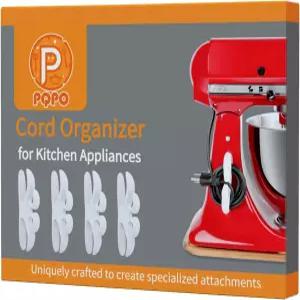 주방 가전제품용 코드 정리함 4팩 가전제품 스탠드 믹서용 스틱 온 와이어 래퍼 (흰색)