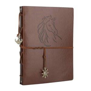 AIOR 가죽 사진 앨범, 11 x 8.3 인치 60 페이지 DIY 스크랩북 앨범 블랙 블랭크 공예 종이, 빈티지 3 링 바인더 졸업 기념 선물 하드커버 (말)